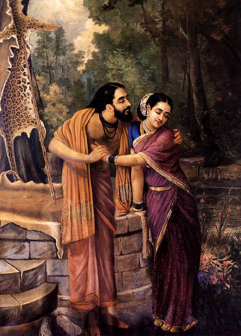 Arjuna and Subhadra - Canvas Prints by Raja Ravi Varma
