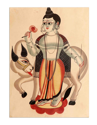 Indian Art - Kalighat Style - Lord Krishna by Kritanta Vala