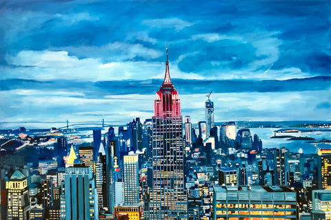 Cityscape Painting Empire State by Teri Hamilton