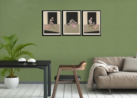 Set Of 3 Three Perspectives - Francis Bacon - Premium Quality Framed Canvas (24 x 11 inches) Final Size-International-Shipping by Francis Bacon