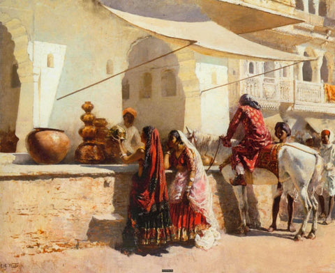 A Street Market Scene India - Canvas Prints by Edwin Lord Weeks