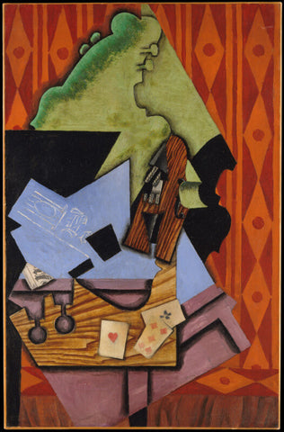 Violin And Playing Cards On A Table by Juan Gris