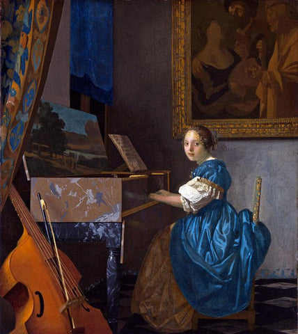 Young Woman Seated At The Virginal - Large Art Prints by Johannes Vermeer