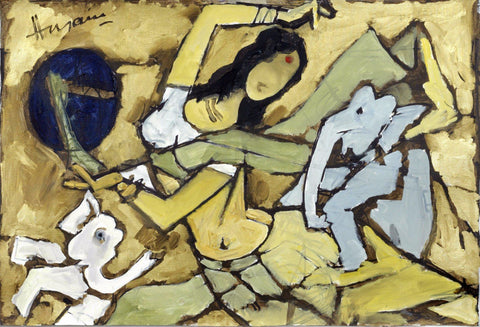 Lord Ganesha and Mata Parvati by M F Husain