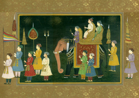 Indian Miniature Art - Rajasthani Paintings - The Wedding Procession Of A Mughal Prince - Posters by Tallenge Store