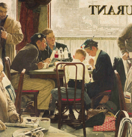 Saying Grace - Canvas Prints by Norman Rockwell