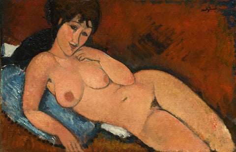 Amedeo Modigliani - Nude on a Blue Cushion by Amedeo Modigliani