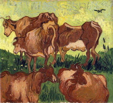 Cows (Oh La Vache) - Vincent Van Gogh - 1890 Painting by Vincent Van Gogh