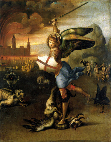 St Michael And The Dragon by Raffaello Sanzio