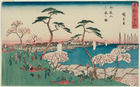 Cherry Blossoms in Full Bloom at Goten-yama - Utagawa Hiroshige - Japanese Woodblock Print - Posters by Utagawa Hiroshige