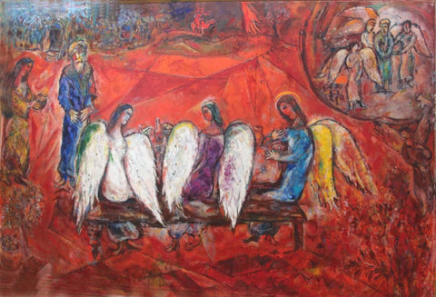 Abraham And Three Angels - Canvas Prints by Marc Chagall