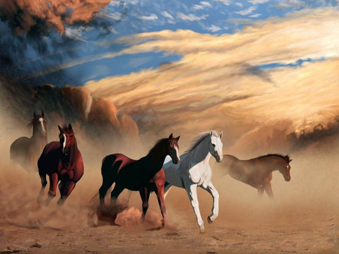 Running Horses - Digital Art by Joel Jerry