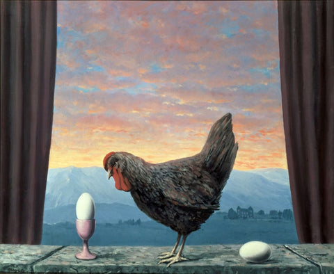 Which Came First (Variante De La Tristesse) – René Magritte Painting – Surrealist Art Painting by Rene Magritte