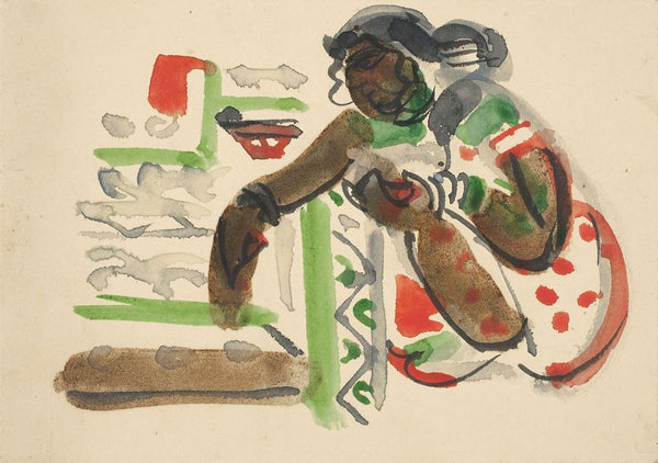 Alpana (Alpona) - benode Behari Mukherjee - Bengal School Art - Indian Painting - Art Prints