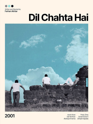 Dil Chahta Hai - Aamir Khan - Bollywood Cult Classic Hindi Movie Poster by Tallenge Store