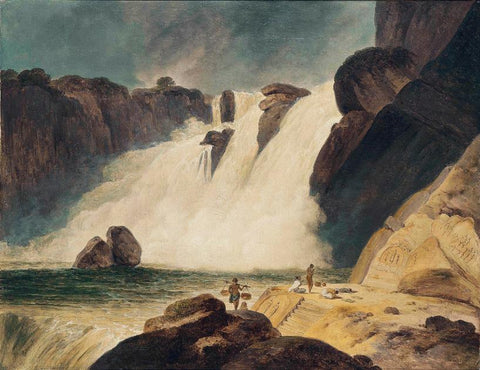 The Waterfall At Papanasam In Tinnevelly District  - William and  Thomas Daniell - Vintage Orientalist Painting of India by Thomas Daniell