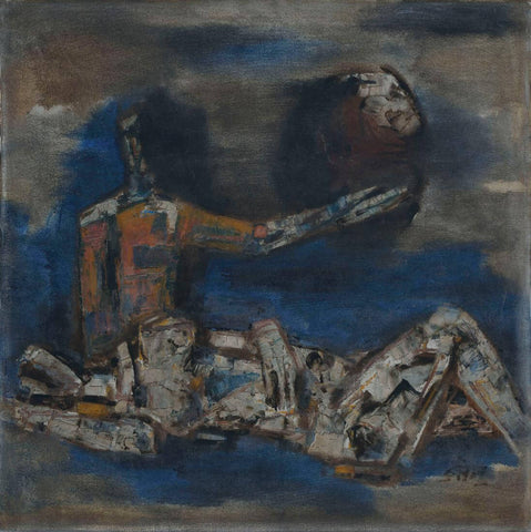 A Couple Under The Moon - M F Husain Painting by M F Husain