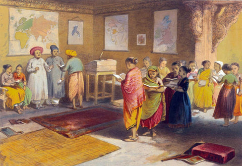 A Girls School In Bombay c1863 - William Simpson - Vintage Orientalist Painting Of India - Posters by William Simpson