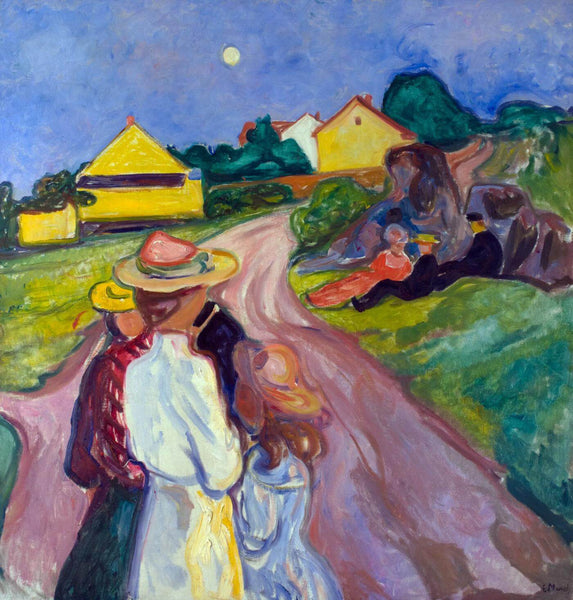 A Midsummer Nights Eve - Edvard Munch Painting - Framed Prints
