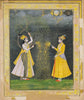 A Prince And A Princess Holding Fireworks - c1740  Vintage Mughal Miniature Art Painting - Canvas Prints