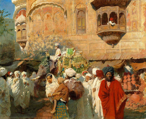A Street In Jodphur Rajasthan - Edwin Lord Weeks - Vintage Orientalist Art Painting Of India - Large Art Prints by Edwin Lord Weeks
