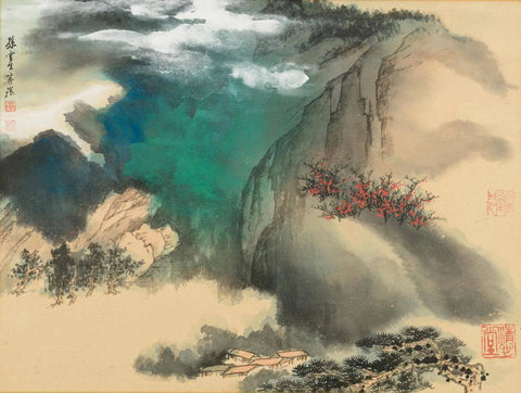 A Mountainous River Landscape - Zhang Daqian - Chinese Watercolor Painting - Large Art Prints by Zhang Daqian