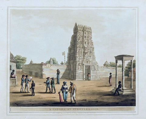 Adi Kesava Temple At Sriperumbudur - Thomas and William Daniell - c1804 - Vintage Orientalist Aquatint of India - Art Prints by William Daniell