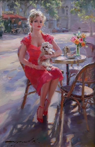 Afternoon Tea in Paris - Konstantin Razumov Painting - Framed Prints