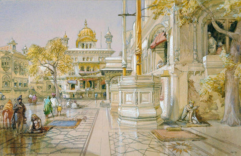 Akal Takht At The Golden Temple In Amritsar 1864 - William Simpson - Vintage Orientalist Sikh Painting Of India - Art Prints by William Simpson