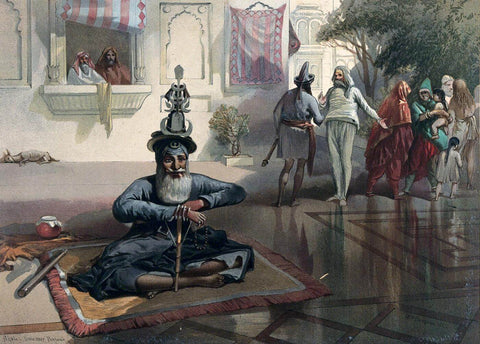 Akalis at the Holy Tank (Sarovar) In Amritsar - William Simpson - Vintage Orientalist Painting Of India - Posters by William Simpson
