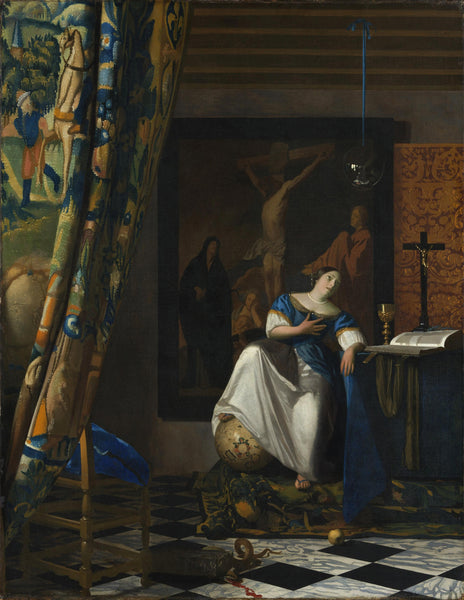 Allegory of the Catholic Faith - Johannes Vermeer - Baroque Painting - Framed Prints