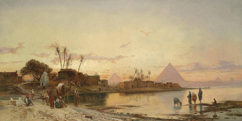 Along The Nile c1878 - Hermann David Salomon Corrodi - Vintage Orientalist Painting Of Egypt by Hermann David Salomon Corrodi