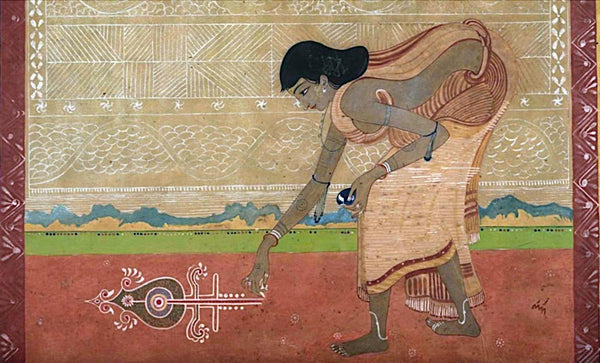 Alpana (Alpona) - Nandalal Bose - Bengal School Art - Indian Painting - Life Size Posters