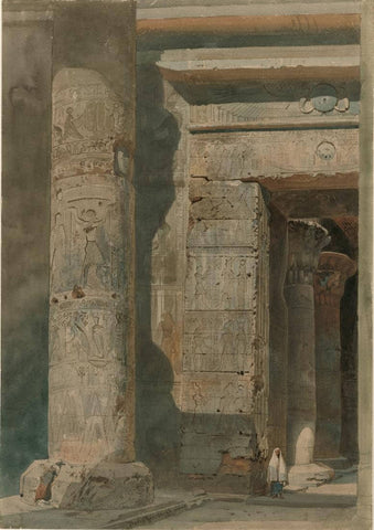 An Entranceway At The Temple of Karnak (c1864) - David Roberts RA - Vintage Orientalist Painting Of Egypt by David Roberts