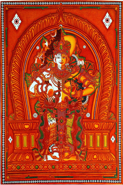 Ardhanarishwara - Shiva (Male) And Shakti (Female) - Kerala Mural Art - Art Prints