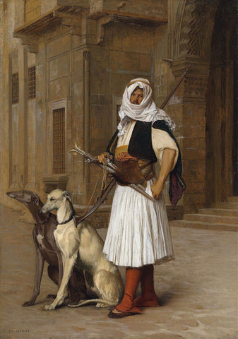 Arnaut And Two Whippet Dogs - Jean-Léon Gérôme - Orientalism Art Painting - Large Art Prints