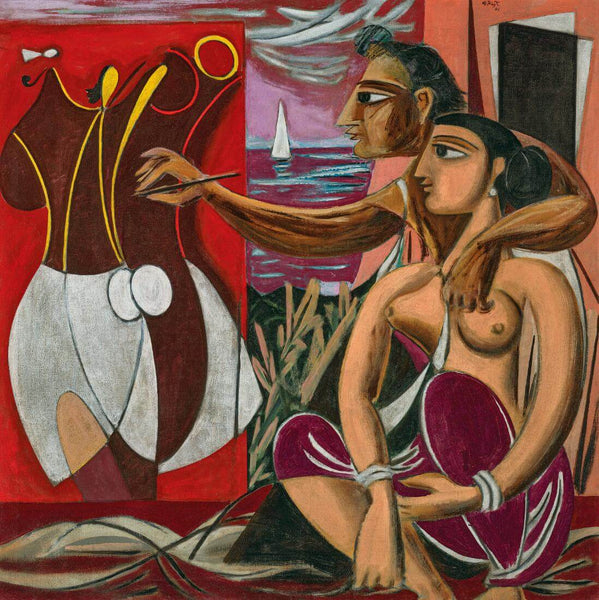 Artist With A Model - George Keyt Painting - Posters