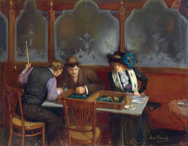 Jean Beraud、Scene de Bistro、希少画集より、新品額装付 AtTheCafe_AuCafe_-