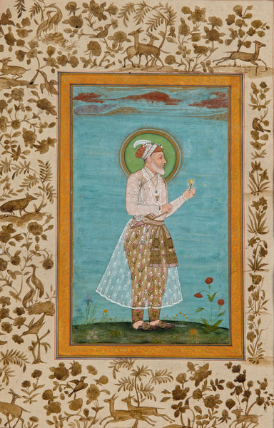 Aurangzeb - Provincial Mughal School -  Vintage Indian Miniature Art Painting - Life Size Posters