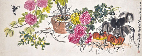 Autumn Flowers - Qi Baishi - Chinese Masterpiece Floral Painting by Qi Baishi