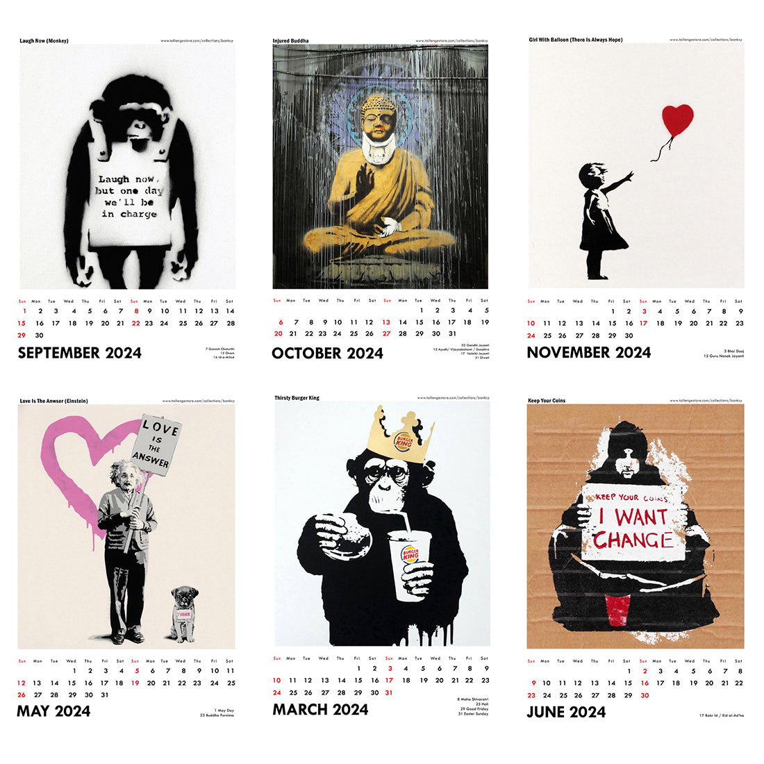 2024 Desk Calendar Banksy Graffiti Artist by Tallenge Store Buy