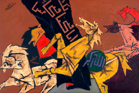 Battle of Badr - Maqbool Fida Husain Painting - Life Size Posters by M F Husain