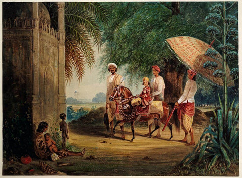 Behar (Bihar) - The Rich And The Poor - William Tayler 1842 -Vintage Orientalist Art Painting Of India by William Tayler