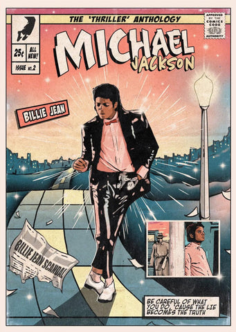 Billie Jean - Michael Jackson - Vintage Comic Book Cover Style Fan Art Poster - Posters