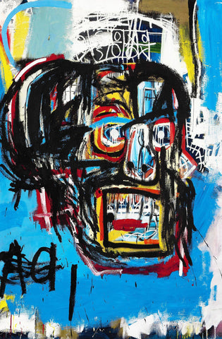 Blue Skull  (Detail) - Jean-Michel Basquiat - Neo Expressionist Painting - Canvas Prints