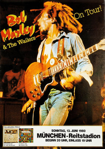 Bob Marley - Concert Poster (Germany 1980) - Reggae Music Poster by Tallenge Store