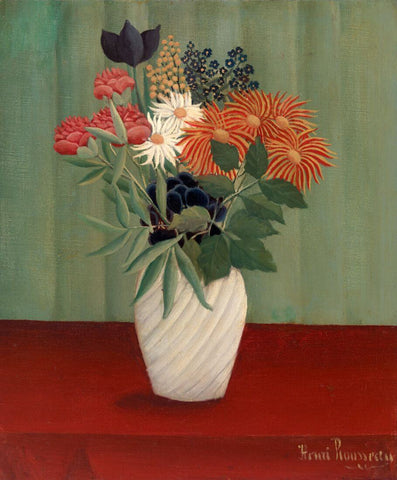 Bouquet of Flowers with China Asters and Tokyos - Henri Rousseau - Floral Painting by Henri Rousseau