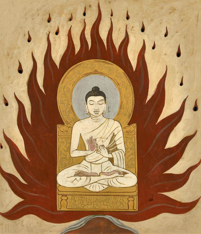Buddha - Krishna Kattingeri Hebbar Painting - Canvas Prints