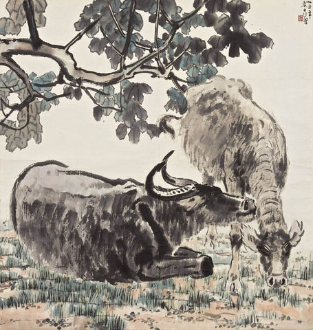 Buffaloes - Xu Beihong - Chinese Art Painting by Xu Beihong