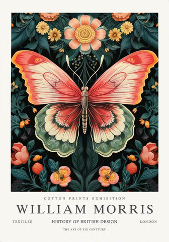Butterfly - William Morris Exhibition Poster - Vintage Naturalistic Design Wall Art - Framed Prints by William Morris